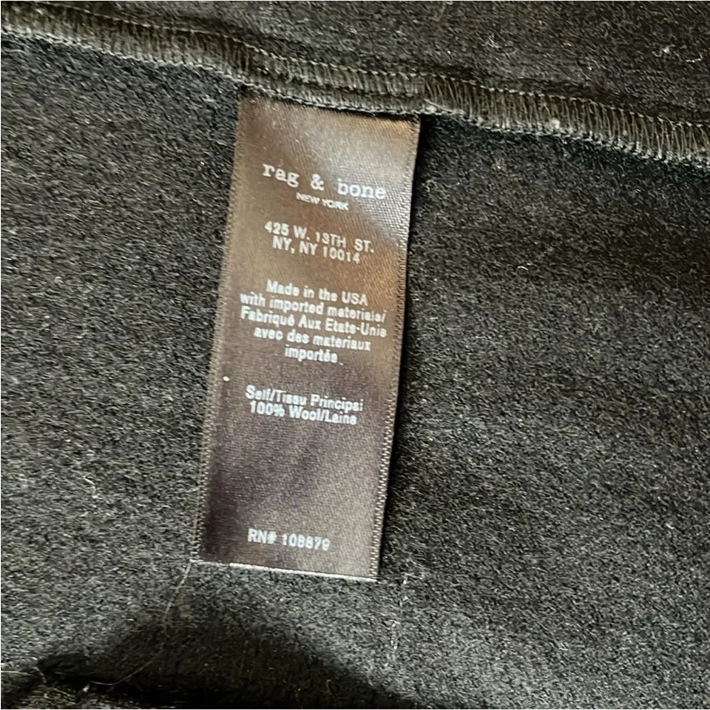 Rag & Bone Size 4 stylish and edgy 100 % wool black one button up blazer - Picture 9 of 12